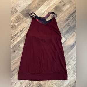 Ali Women's Burgundy Tank Top with Strappy Sports Bra